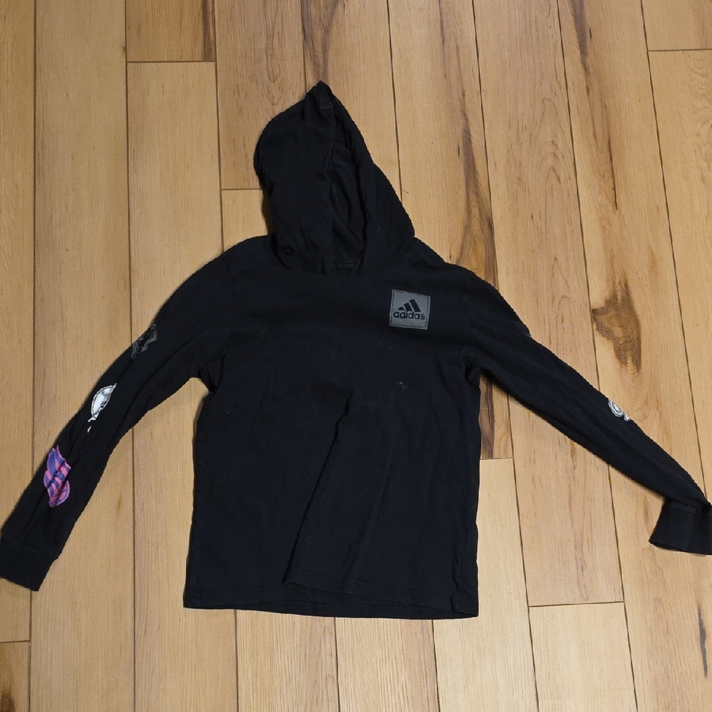 Adidas Black Hoodie with Sleeve Graphics 💙5 For $25💙